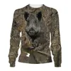 Men's Hoodies Sweatshirts 2022 Mens Womens Long Sleeve Hoodie Boar Camouflage 3D Printing Sweatshirt Zipper Hunting Clothing Oversized 24328