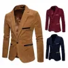 Nuovo blazer in velluto a coste per il tempo libero da uomo di alta qualità Giacca Fi Patchwork Single Butt Giacca slim casual per uomo Abbigliamento B70g #