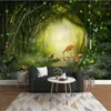 월페이퍼 Milofi Custom Large Wallpaper 벽화 3D 현대 판타지 녹색 숲 엘크 다람쥐 TV 배경