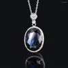 Pendants Vintage 925 Solid Silver 15 20mm Ruby Sapphire Gemstone Pendant Necklaces For Women Wedding Party Fine Jewelry Female Gifts