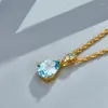 Anhänger Französische minimalistische natürliche Topas 925 Silber vergoldet Anhänger Halskette Frauen Zirkon Wassertropfen schicke Halsketten 2024