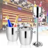 Hooks 304 Stainless Steel Champagne Bowl Holder Floor Standing Ice Bucket With Stand Wine Beer Beverage Storage Type Bar