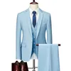 men Slim Busin Casual Suits Dr Three-piece Set Jacket Pants Vest / Male Wedding Groom Blazer Coat Trousers Waistcoat 87LO#