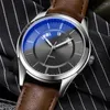 Orologi da polso Fancy quadrante blu orologio da uomo con data speciale look da uomo d'affari con cinturino in morbida pelle al quarzo orologi 2024