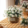 Fleurs décoratives 27 têtes bouquets de marguerites blanches chrysanthème en soie artificielle fleur réaliste décoration de mariage centres de table