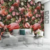 Wallpapers Milofi Medieval Hand Painted Flamingo Rose Flower Background Wall Painting