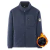 Fleece verdickte warme Herrenjacke Stehkragen Mehrere Taschen Reißverschluss Solid Color Mantel Männer Outdoor-Sport-windundurchlässige Strickjacke a5dy #
