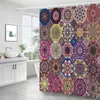 Cortinas de ducha Cortina de estilo bohemio Baño de poliéster impermeable con estampado simple para la decoración del hogar del baño Boho