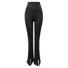 Active Pants Black Flare Women Yoga Leggings High Waist Gym Workout Sports Tights Flared Wide Legs Trousers Split Latin Dance