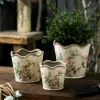 Planters French Retro Vintage Pink Rose Ceramic Flower Pots Horticultural Flowers Green Plants Hydroponic Decorations