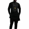 Afrikaanse Traditial Outfit Diki Zwart Boubou Elegante Pakken Voor Mannen Nieuwe 2Pc Luxe Merk Kleding Volledige Broek Sets Mannelijke Diki l7gy #