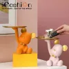 Sculture Statua di orso Decor Set di vassoi porta chiavi per caramelle Frutta Coreana Soggiorno Decorazione della tavola Artigianato in resina Regali Casa moderna Kawaii