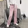 Män 3 stycken set jacka+skjorta+byxa manliga kvinnor vintage fi streetwear hip hop löst casual rosa kostym blazer jacka n46j#