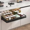 Kitchen Storage Pull-out Scalable Rack Drawer Type Spice Box Tray Utensil Cabinets Organizer