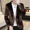 Nouveau Gentleman Veet Blazer Slim Fit Casual Mariage Style britannique Ruffian Beau Busin Travail Persality Fi Costume A5Pf #