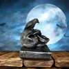 Sculptures Gothic Halloween Skull Crow Statue Resin Raven Sit on Skull and Antiquarian Book Crafts Decorative Sculpture Tabletop Ornaments