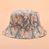 Basker 3d blomma tryck hinkar hatt kvinnor japansk fahion bassäng kvinnlig sommar utomhus fett topp sol mössa hiphop fiskare hattar