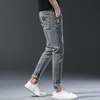 Neue elastische Jeans Männer Slim Fit Denim-Hosen-beiläufige Bleistift-Hosen graue Hosen klassische Dropship Big Size E6da #