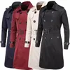 schinte Homens Trenchcoat Estilo Britânico Clássico Trench Coat Jaqueta Dupla Breasted Lg Slim Outwear Cinto De Couro Ajustável Q5lJ #