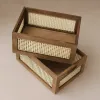 Baskets Vintage Solid Wood Storage Basket Desktop Toys Sundries Books Fruit Wooden Box Home Organization and Decoration