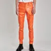 Mens Leather Pants Skinny Fit Stretch Fashion Pu Trousers Nightclub Party Dance Thin 240315