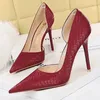 Robe chaussures femmes 10.5cm talons hauts bordeaux vert pompes mariage mariée stiletto sexy rétro dame scarpins bureau fête