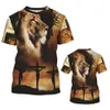 Christian Jesus Men's T Shirt Top 3D Imprimir Oversized Manga Curta Tees Harajuku Streetwear Verão Fi Roupas Soltas Pulôver A5Ui #