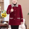 middle-aged Mothers Faux Wool Coat 2023 Autumn Winter Loose Lg-sleeve Outerwear Solid Female Jacket Parkas Casual Tops W26 41OE#