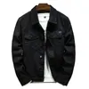 men's Denim Jacket White Black Casual Outerwear Streetwear Turn Down Collar Jean Jackets Men Fi Denim Coat Mens Clothing G8GX#