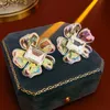 Charm Acrylic Flower Earrings for Women Fashion Temperament Rhinestone Stud Earrings Light Luxury Jewelry Factory Wholesale Y240328