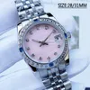 Women watch 28 31MM Full Stainless steel Automatic Mechanical diamond bezel Luminous Waterproof Lady Wristwatches fashion clothes 2607