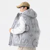 Inverno com capuz para baixo casaco colete homens engrossar carta quente impressão causal vintage puffer jaquetas unisex solto mulheres coletes casal desgaste x8vw #