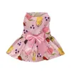 Vêtements pour chiens Lavable Robe pour animaux de compagnie durable avec ruban d'impression de fruits d'été Bowknot pour petit chiot moyen