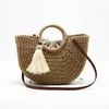 Drawstring Creative Women Shell And Moon Design Straw Bag Tassel Decorative Bolso De Playa Con Forma Shoulder Messenger