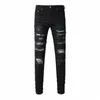 high Street Fi Men Jeans Retro Black Gray Stretch Skinny Fit Ripped Jeans Men Patched Designer Hip Hop Brand Pants Hombre p5Ej#