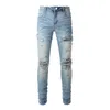 men Bandanna Paisley Print Patch Jeans Streetwear Holes Patchwork Ripped Stretch Denim Pants Distred Trousers a2Pf#
