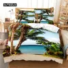 Ensembles de literie plage noix de coco 3d couvercle de couette arbre