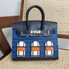 Crocodile House Designer Bag Top Women Classic Väskor 2024 Rare Cowhide Tote Handväskor Silver Buckle Layer Nytt palmmönster Small Handheld Womens EBD1