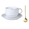 Tasses à café en céramique et soucoupe, service à thé en porcelaine avec cuillère en acier inoxydable