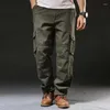 Men's Pants Spring Autumn Cargo Men Outdoor Casual Straight Many Pockets Workwear Trousers Large Size 29-44 Cotton Wide Leg