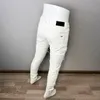 FI Designer Men Jeans White Color Stretch Elastic Slim Fit Ripped Jeans Men Streetwear Patched Hip Hop Brand Pants Hombre P9mc#