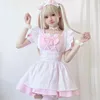 Plus Size Maid Cosplay rose chat mignon servante Dr Soft Girl Cosplay coupe basse costume 7 pièces Disfraz Anime S0iL #