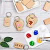 Keychains 20Pcs Unfinished Wood Keychain Rectangle Key Tags Rings For DIY Crafts Supplies