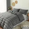 Ensembles de literie de haute qualité nordique avec Furball Set 2/3 pièces couleur unie King Size housse de couette touffetée housses de couette taies d'oreiller