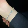 Link Bracelets Retro French Zircon Metal Hand Chain Shiny Beads Korean Style Female Geometry Crystal