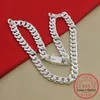 Łańcuchy 925 srebrne 10 mm 20 22 24 -calowy łańcuch kubański Naszyjnik Colar de prata for Women Men Fine Biżuteria Prezenty urodzinowe 276Z
