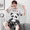 Zomer Mannen Pyjama Set Volwassen Nachtkleding Katoenen Pyjama Homewear Cartoon Panda Koreaanse Losse Korte Mouw Pijamas Leisure Loungewea 240323