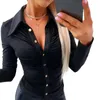 Damesblouses Sexy effen kleur shirt Dames Modieuze blouse met lange mouwen Elegante kantoortop