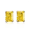 Boucles d'oreilles Shipei bijoux 2024 925 clous d'oreilles en argent 1 Carat rectangulaire 5 7 fleur jaune coupe minimaliste