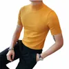 11 colori estate di alta qualità manica corta lavorata a maglia magliette da uomo slim solido pullover casual allungato maglietta streetwear homme j33E #